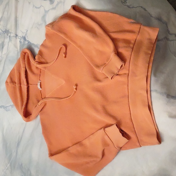 Free People Movement Orange Waffle Hoodie Size Small - Picture 1 of 6